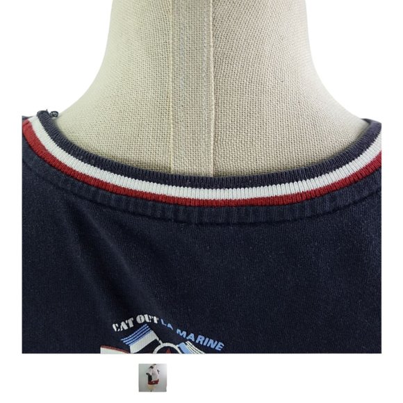 Cat Out La Marine Women sz M Cropped Shirt Front Stripes Mesh and Polyester back - Picture 5 of 9